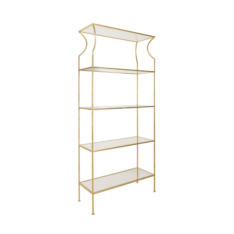 Elegant Gold Leaf and Clear Glass Etagere with Flared Top