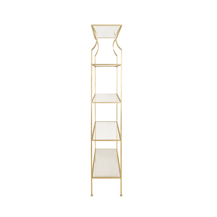Elegant Gold Leaf and Clear Glass Etagere with Flared Top