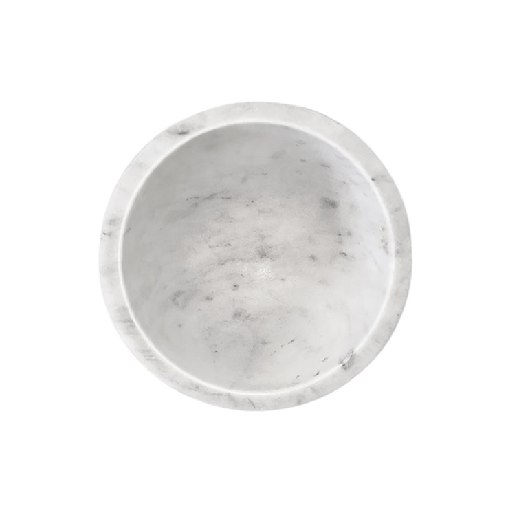 White Marble Decorative Bowl with Brass Stand