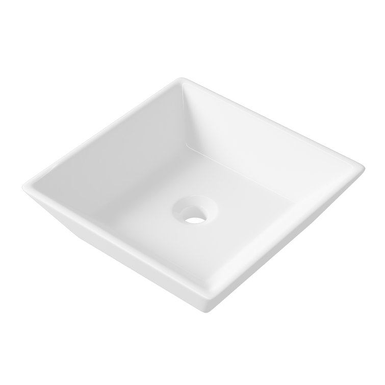 Naples 16.5" White Ceramic Square Vessel Sink