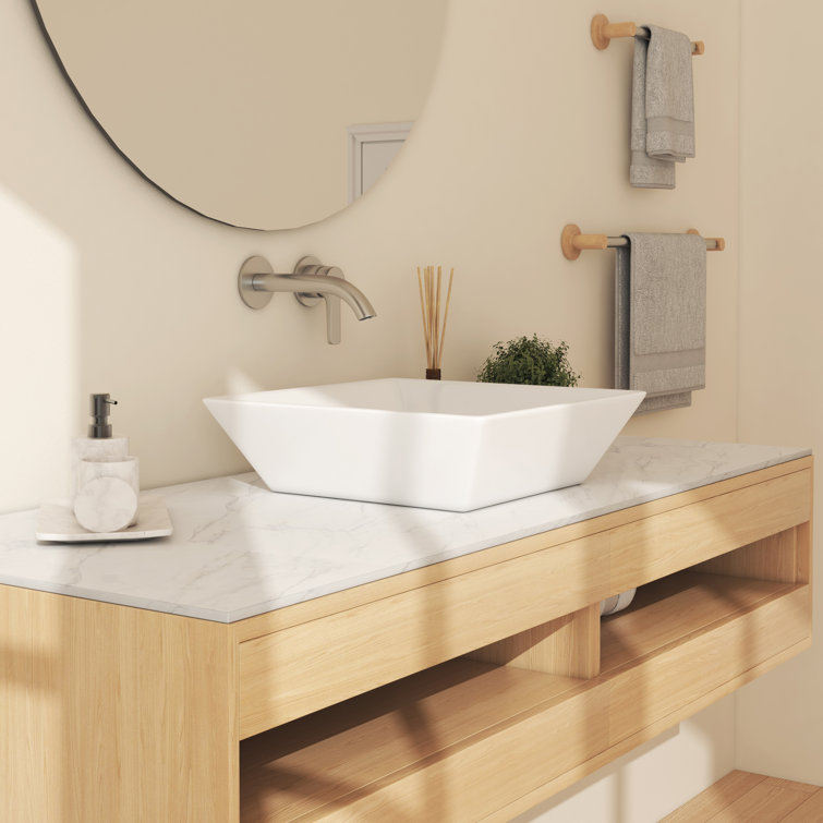 Naples 16.5" White Ceramic Square Vessel Sink