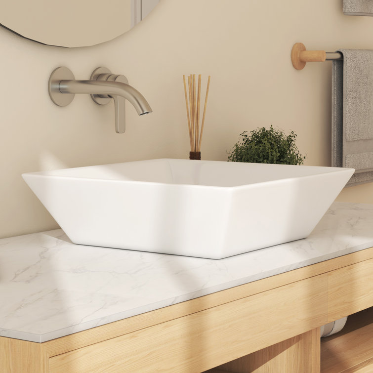 Naples 16.5" White Ceramic Square Vessel Sink