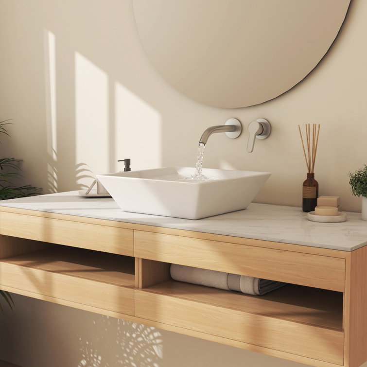 Naples 16.5" White Ceramic Square Vessel Sink