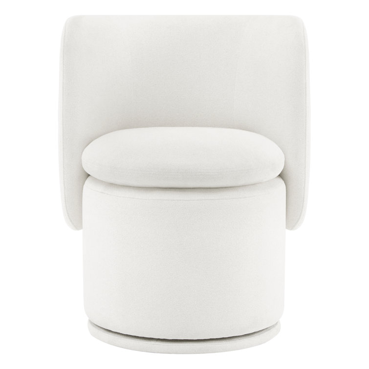 Ivory Upholstered Swivel Side Chair with Metal Legs