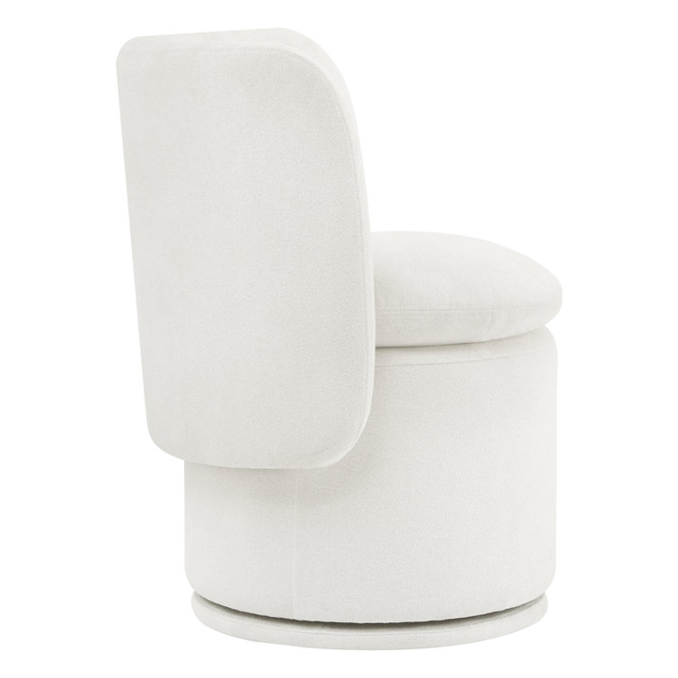 Ivory Upholstered Swivel Side Chair with Metal Legs