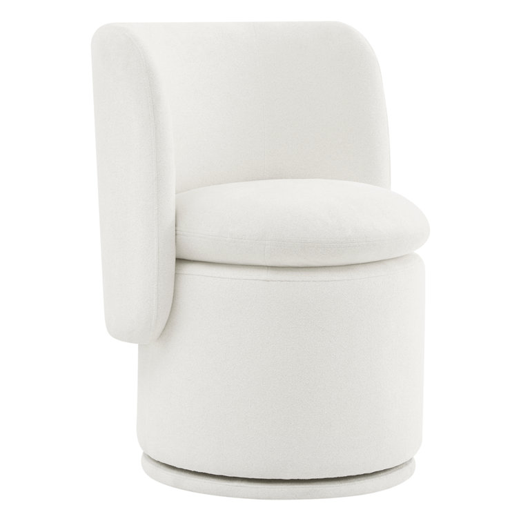 Ivory Upholstered Swivel Side Chair with Metal Legs