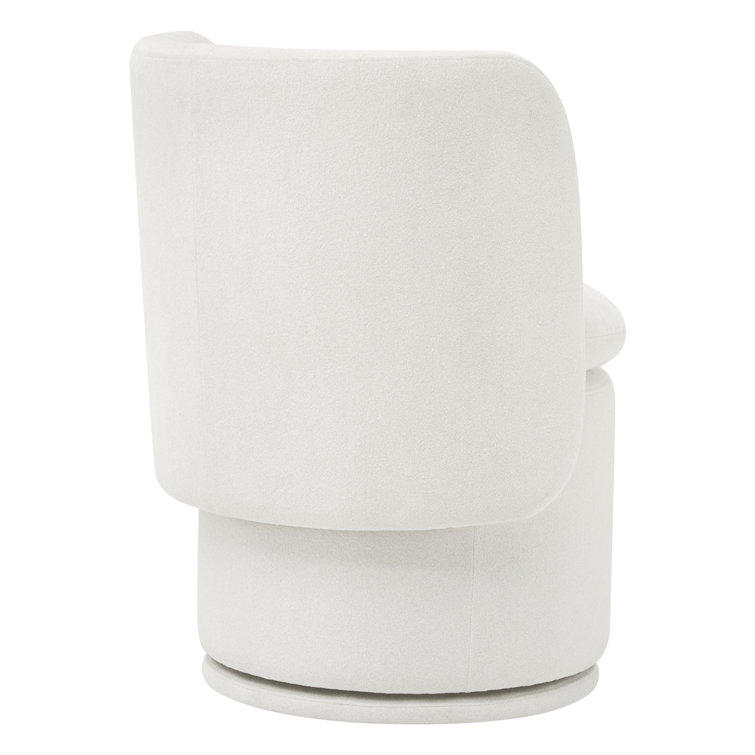 Ivory Upholstered Swivel Side Chair with Metal Legs