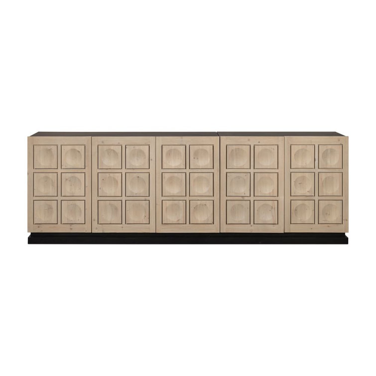 Nadir Light Wood and Black Geometric Pattern Sideboard