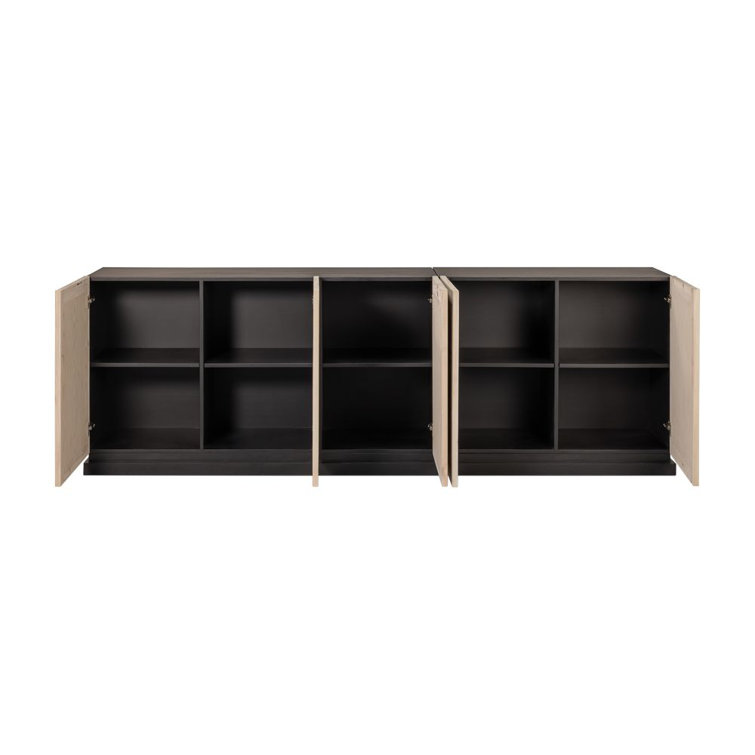 Nadir Light Wood and Black Geometric Pattern Sideboard