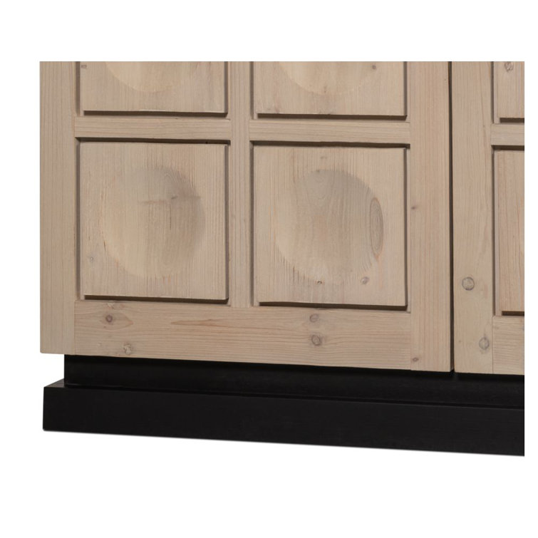 Nadir Light Wood and Black Geometric Pattern Sideboard