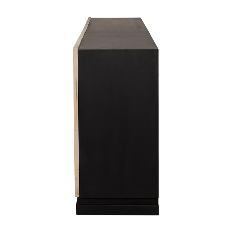 Nadir Light Wood and Black Geometric Pattern Sideboard