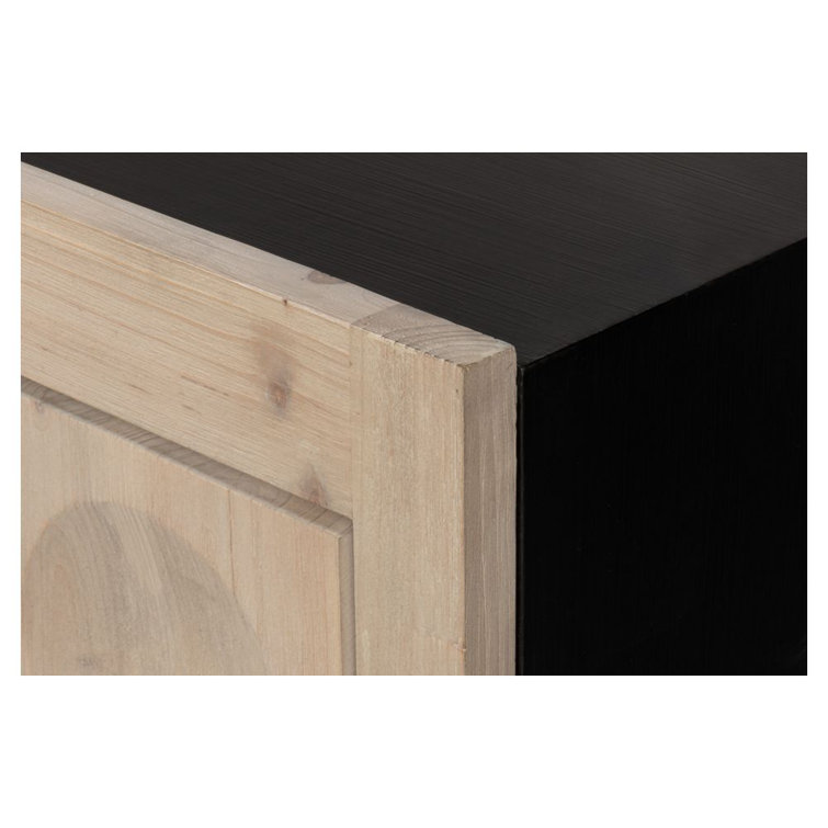 Nadir Light Wood and Black Geometric Pattern Sideboard