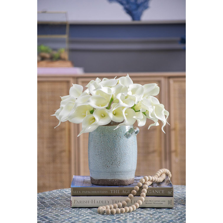 13" White Faux Calla Lily Outdoor Tabletop Set