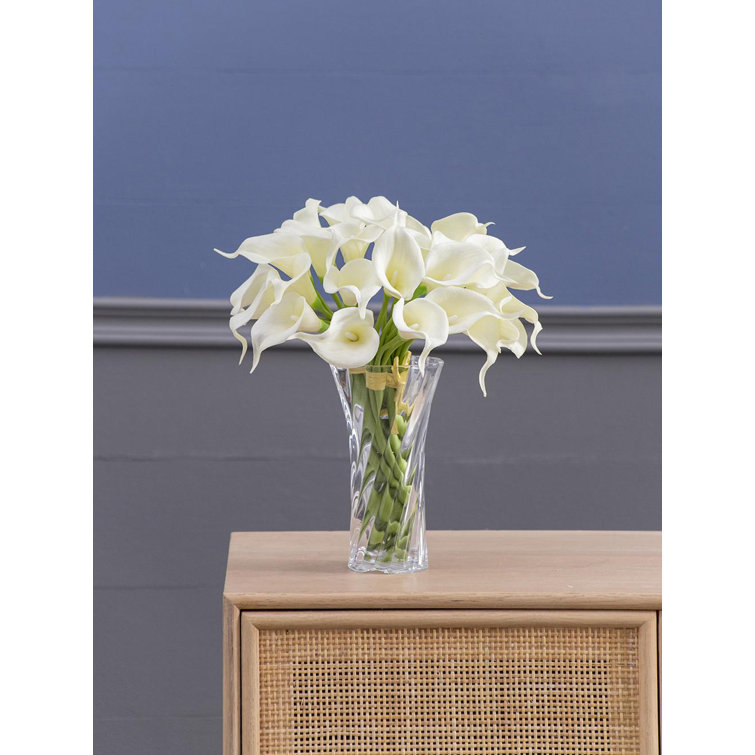 13" White Faux Calla Lily Outdoor Tabletop Set
