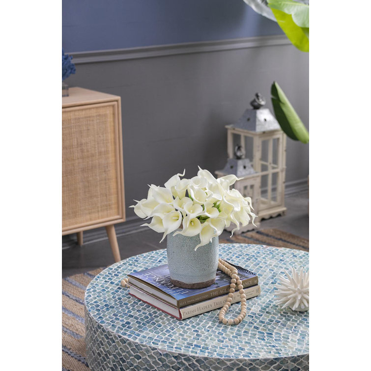13" White Faux Calla Lily Outdoor Tabletop Set
