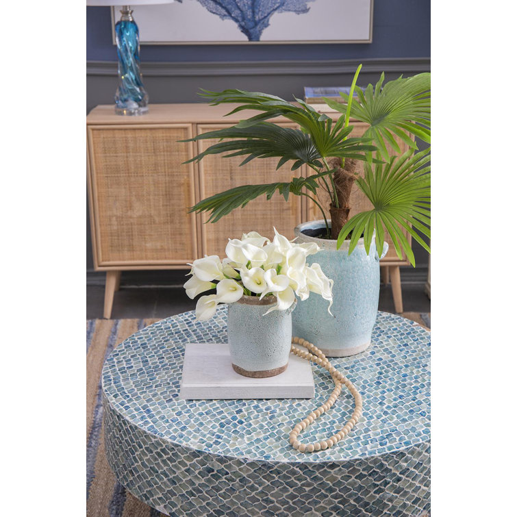 13" White Faux Calla Lily Outdoor Tabletop Set