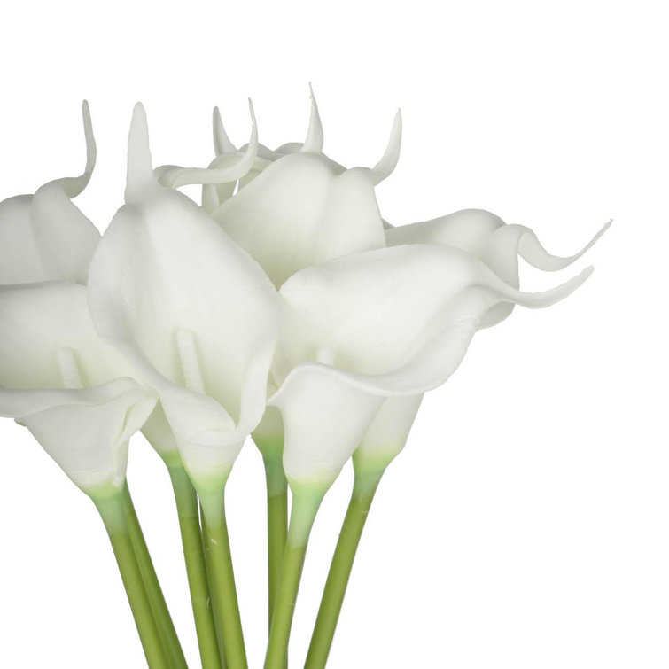 13" White Faux Calla Lily Outdoor Tabletop Set