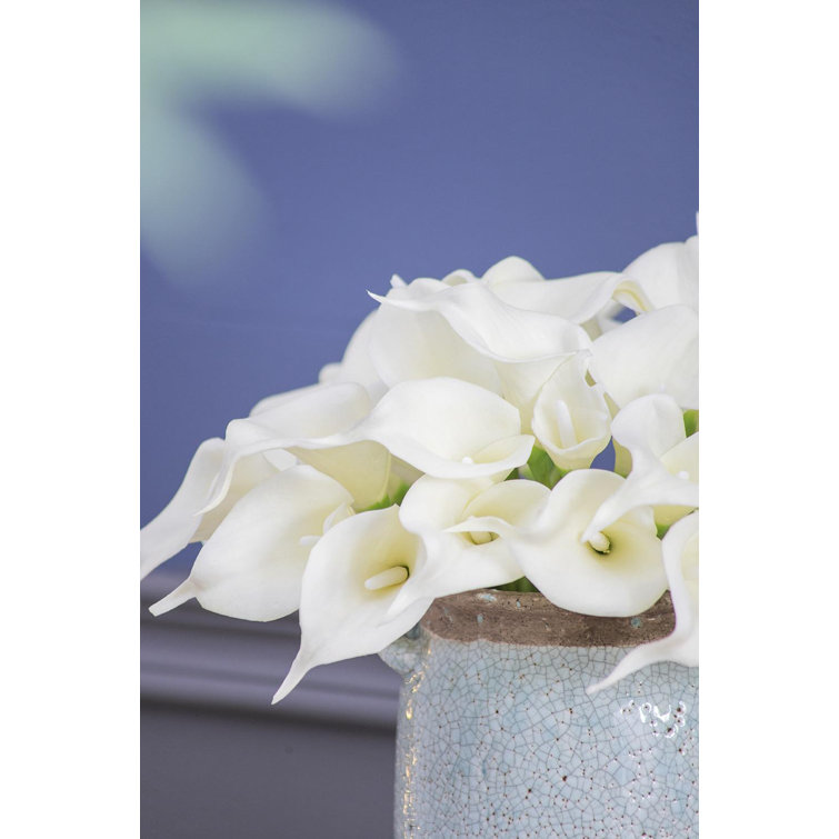 13" White Faux Calla Lily Outdoor Tabletop Set