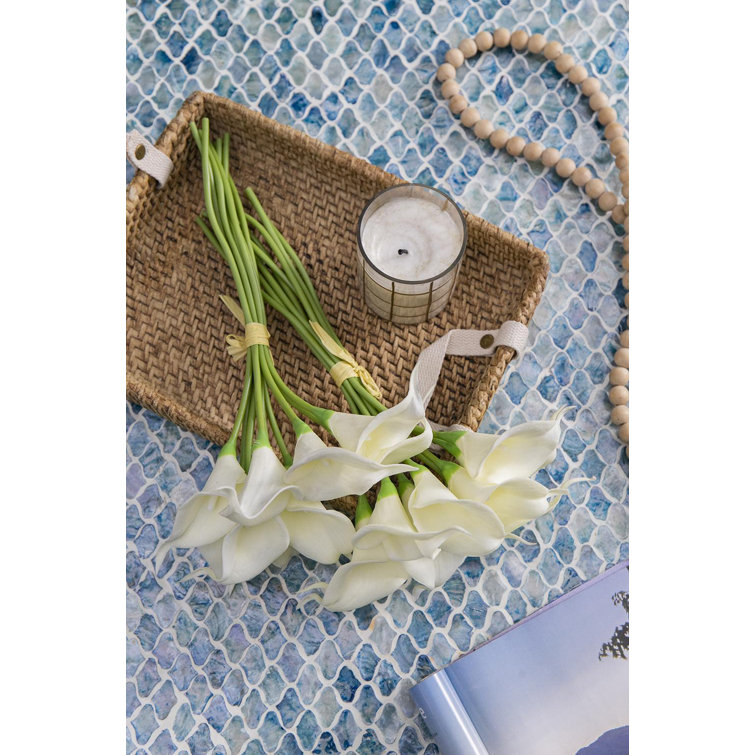 13" White Faux Calla Lily Outdoor Tabletop Set