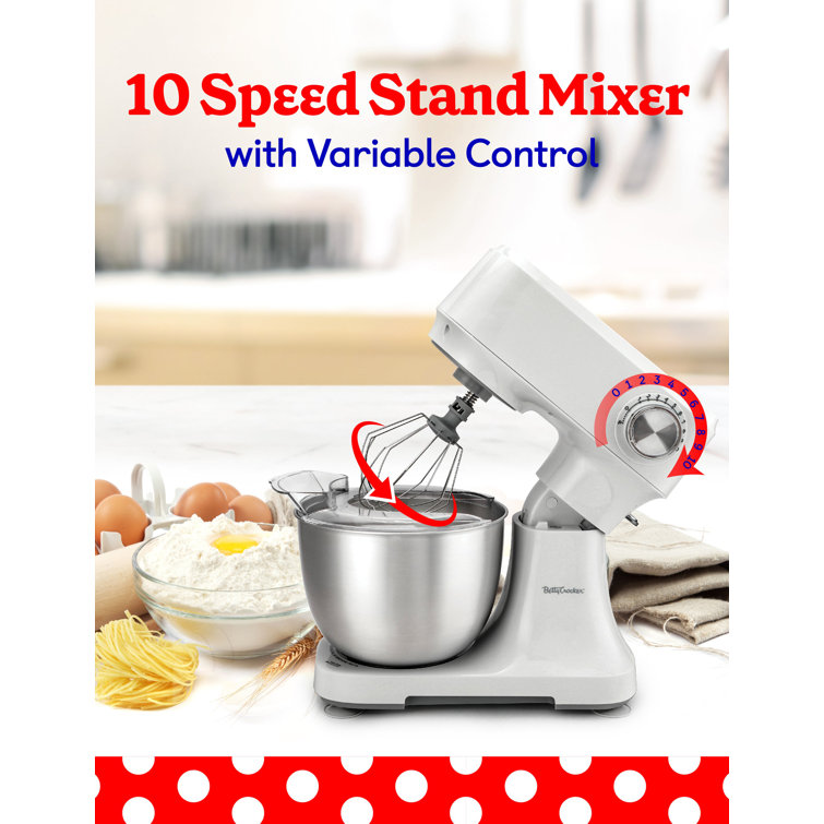White 3.7-Qt Electric Stand Mixer with 10 Speeds