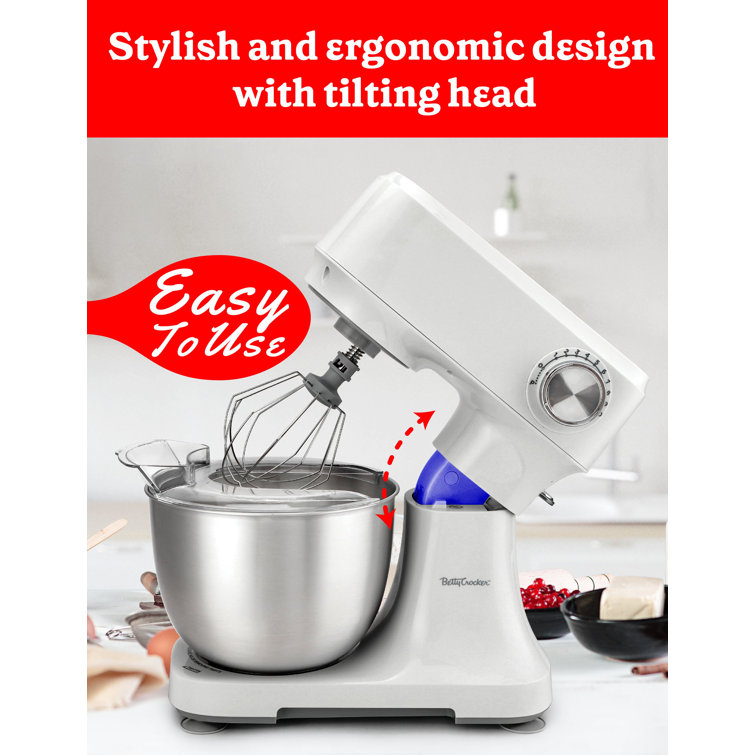 White 3.7-Qt Electric Stand Mixer with 10 Speeds