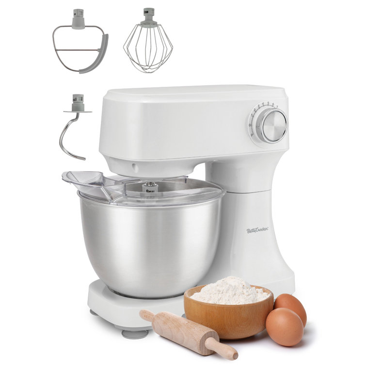 White 3.7-Qt Electric Stand Mixer with 10 Speeds