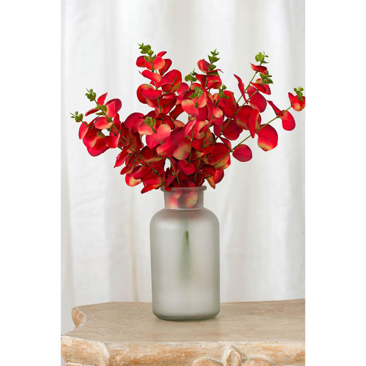 Set of 6 Red Faux Eucalyptus Greenery Stems