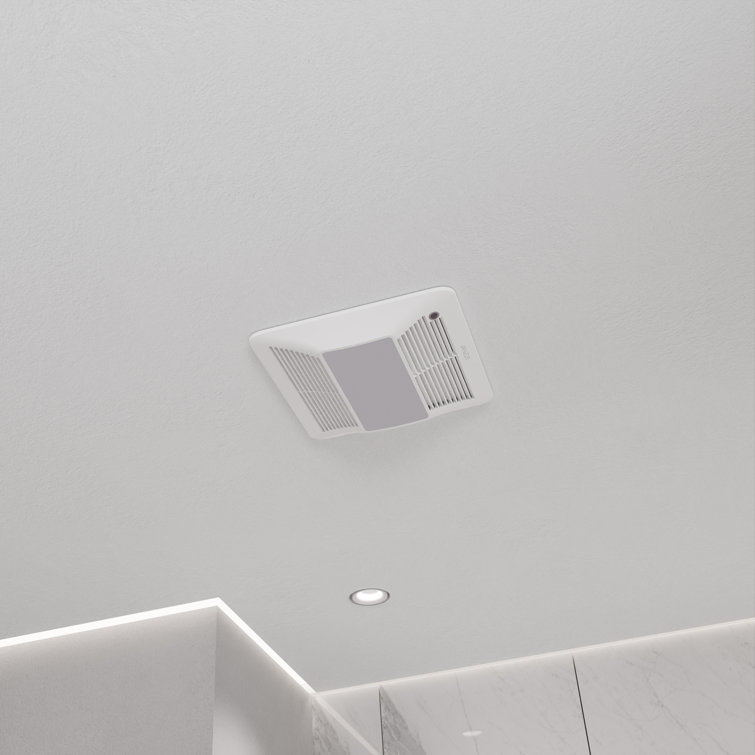 White Ceiling Mount Bathroom Exhaust Fan with LED Light and Bluetooth Speaker