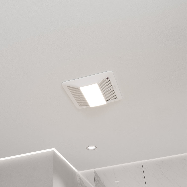 White Ceiling Mount Bathroom Exhaust Fan with LED Light and Bluetooth Speaker