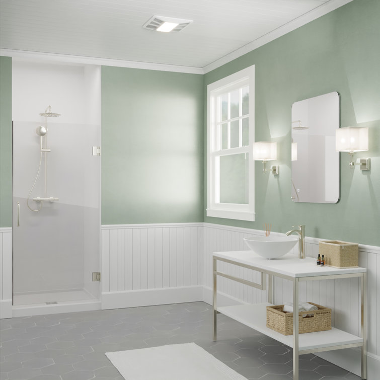 White Ceiling Mount Bathroom Exhaust Fan with LED Light and Humidity Sensor