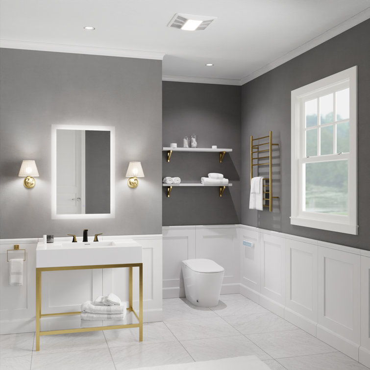 White Ceiling Mount Bathroom Exhaust Fan with LED Light and Humidity Sensor