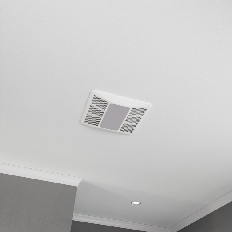 White Ceiling Mount Bathroom Exhaust Fan with LED Light and Humidity Sensor