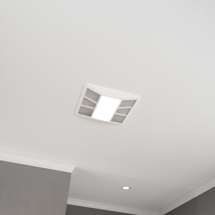 White Ceiling Mount Bathroom Exhaust Fan with LED Light and Humidity Sensor