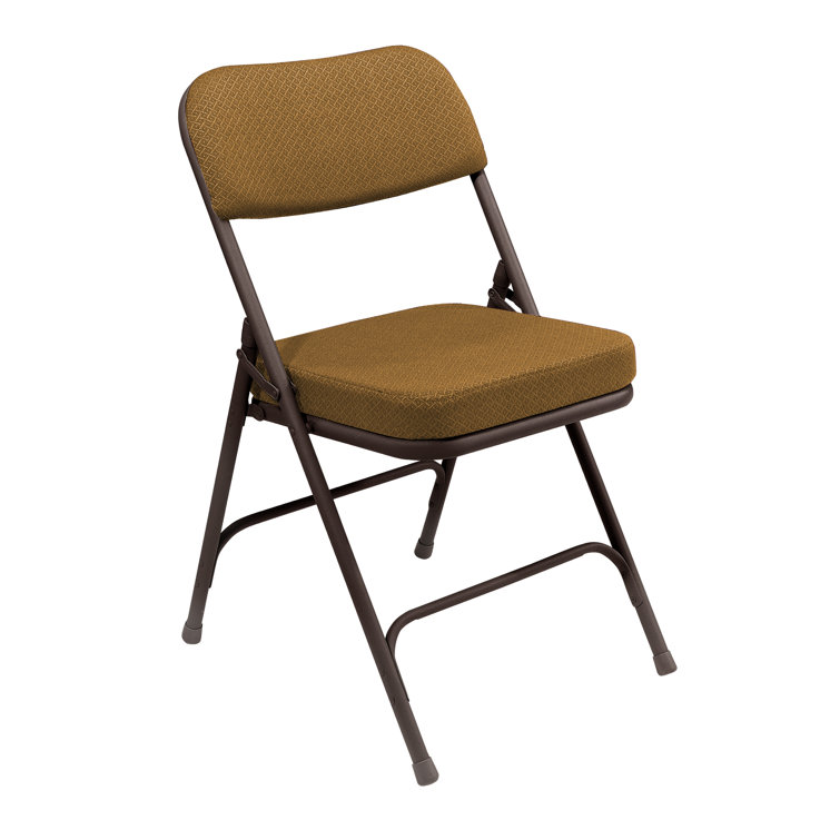 Gold and Mocha Brown Armless Vinyl Upholstered Folding Chair Set