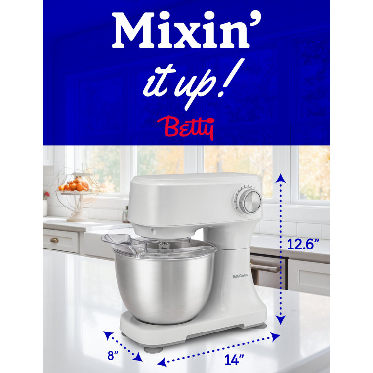 White 3.7-Qt Electric Stand Mixer with 10 Speeds