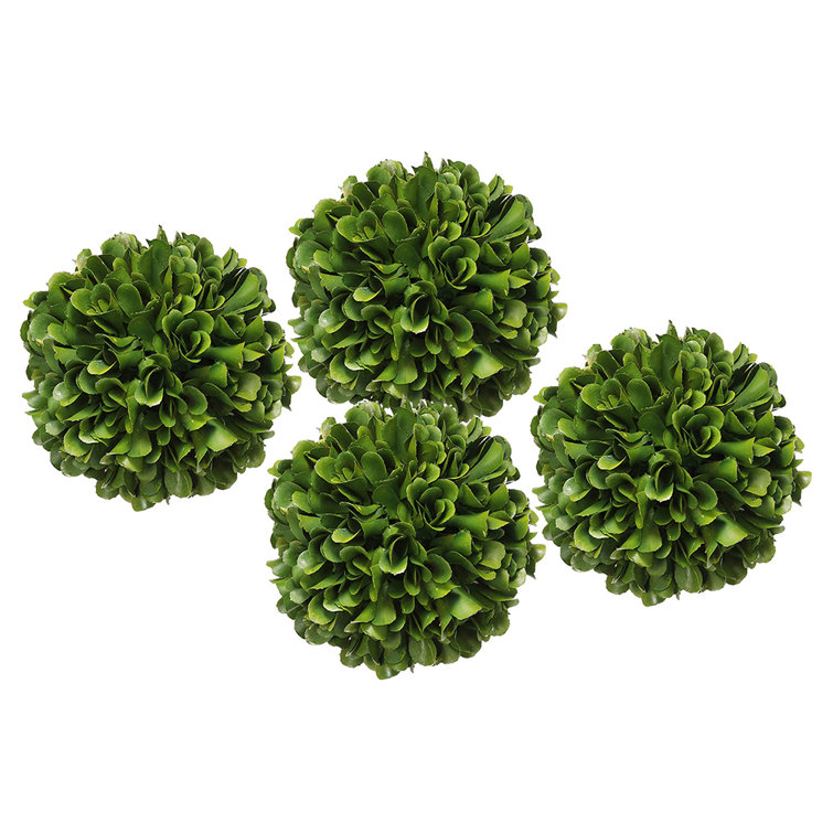Set of 4 Green Plastic Boxwood Topiary Balls
