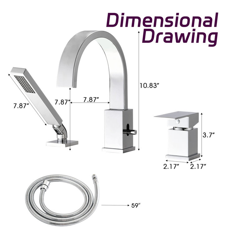 Polished Chrome Single Handle Roman Tub Faucet with Hand Shower