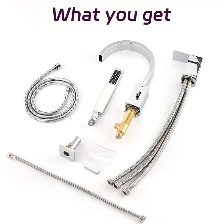 Polished Chrome Single Handle Roman Tub Faucet with Hand Shower