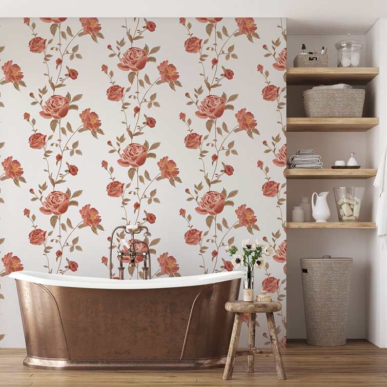 Scarlet Rose Self-Adhesive Peel and Stick Wallpaper