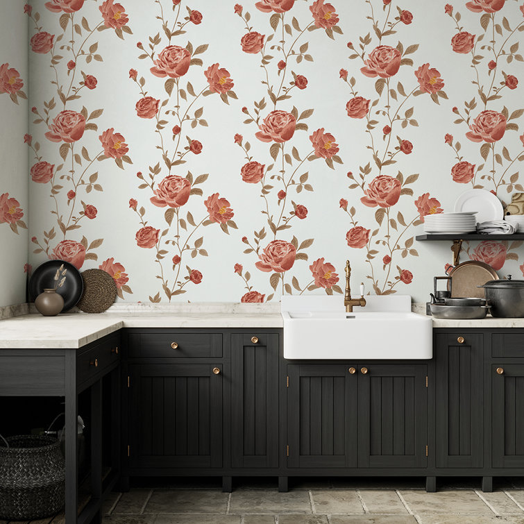 Scarlet Rose Self-Adhesive Peel and Stick Wallpaper