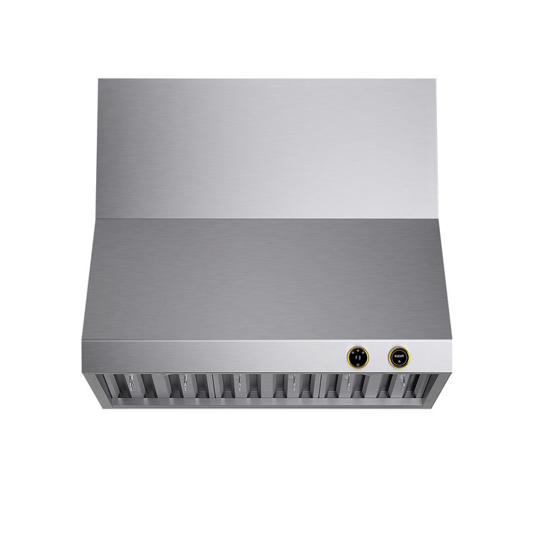 36" Stainless Steel Wall Mounted Range Hood with Gold Accents