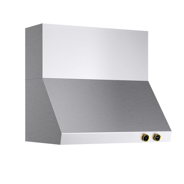 36" Stainless Steel Wall Mounted Range Hood with Gold Accents