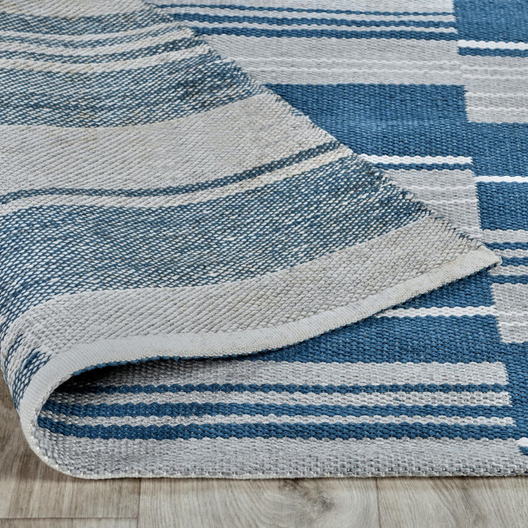 Boulder Blue Stripe Weather-Resistant 8' x 10' Outdoor Area Rug