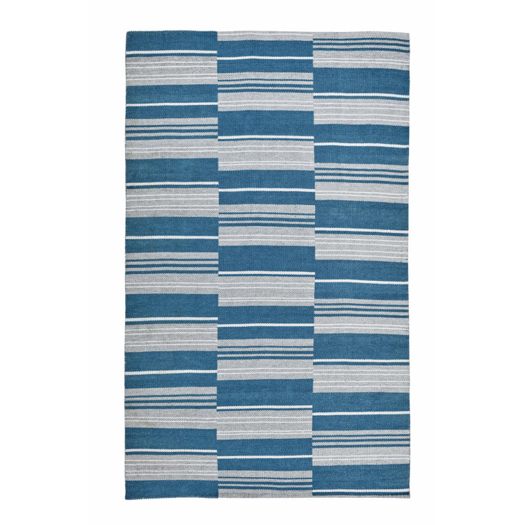 Boulder Blue Stripe Weather-Resistant 8' x 10' Outdoor Area Rug
