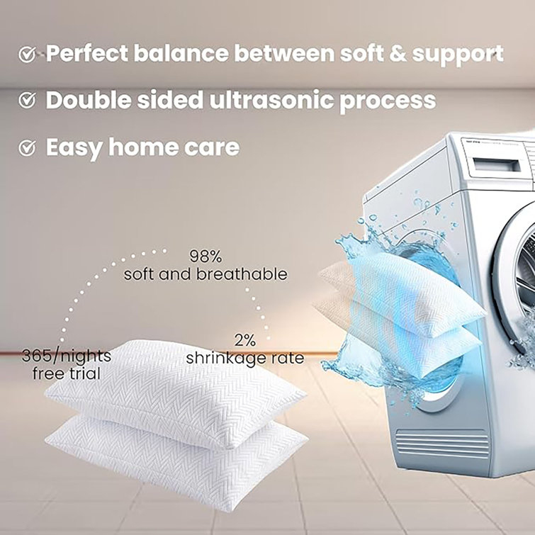 Queen Size White Polyester Cooling Pillows Set of 2