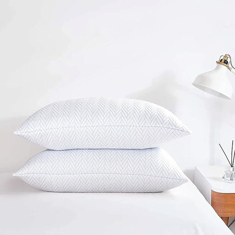 Queen Size White Polyester Cooling Pillows Set of 2