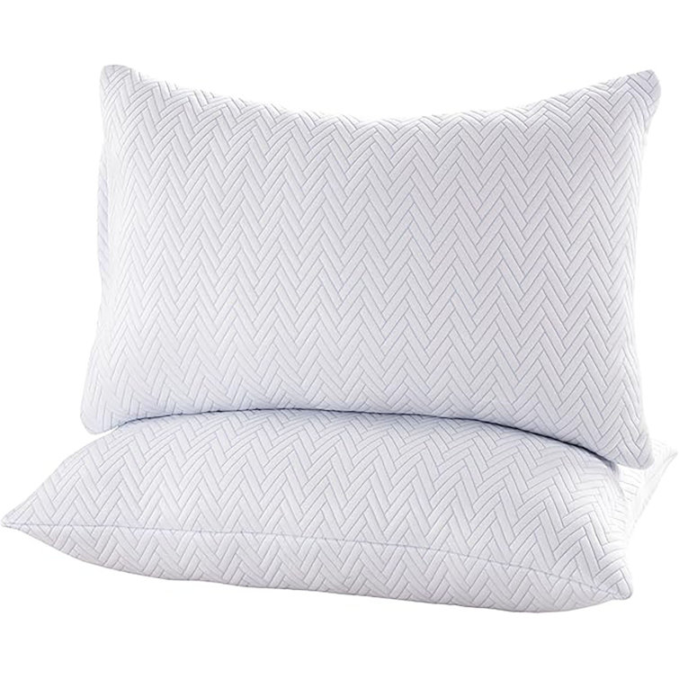 Queen Size White Polyester Cooling Pillows Set of 2
