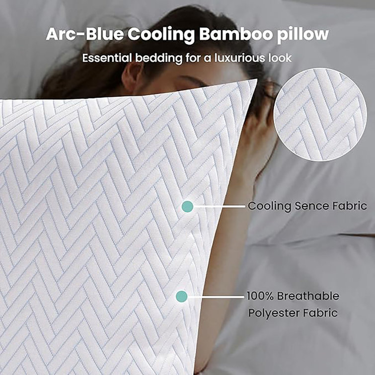 Queen Size White Polyester Cooling Pillows Set of 2