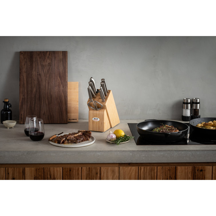 Takashi 10-Piece Stainless Steel Knife Block Set with Bamboo Block