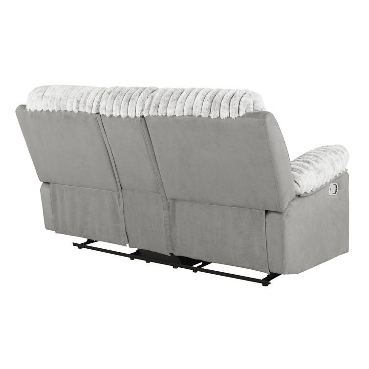 Gray Microfiber Reclining Loveseat with Cup Holder and Storage Console